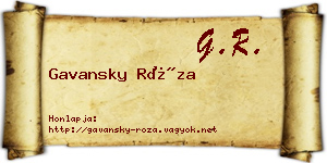 Gavansky Róza névjegykártya